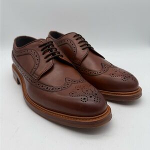BRAND NEW $395 Crosby Square Fleetwood Leather Cognac Wingtips 501946 Size 9.5